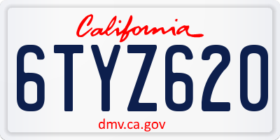 CA license plate 6TYZ620