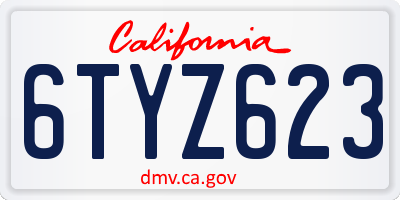 CA license plate 6TYZ623