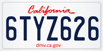 CA license plate 6TYZ626