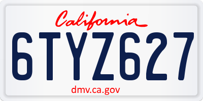 CA license plate 6TYZ627