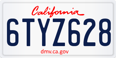 CA license plate 6TYZ628