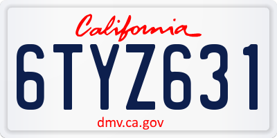 CA license plate 6TYZ631