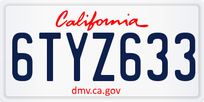 CA license plate 6TYZ633