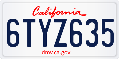 CA license plate 6TYZ635