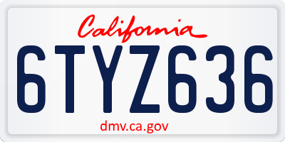 CA license plate 6TYZ636