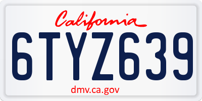 CA license plate 6TYZ639