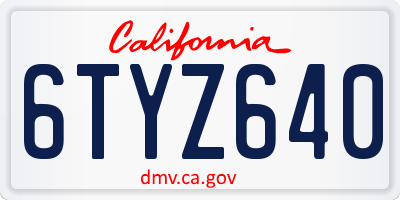 CA license plate 6TYZ640