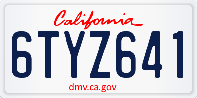 CA license plate 6TYZ641