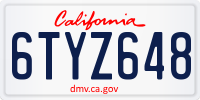 CA license plate 6TYZ648