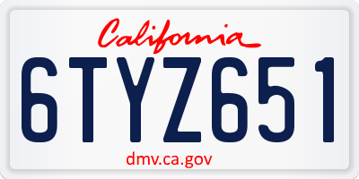 CA license plate 6TYZ651