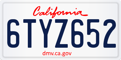 CA license plate 6TYZ652