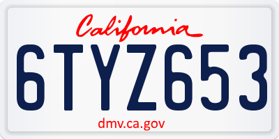 CA license plate 6TYZ653