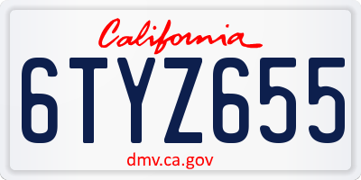 CA license plate 6TYZ655