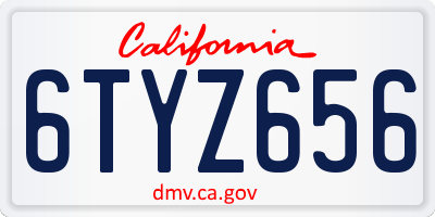 CA license plate 6TYZ656