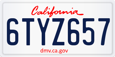 CA license plate 6TYZ657