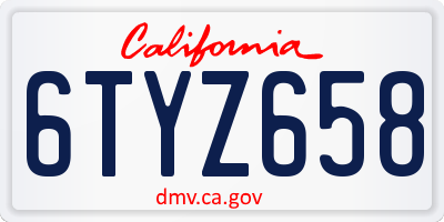 CA license plate 6TYZ658