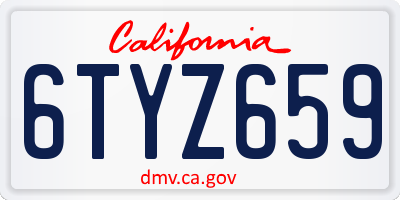 CA license plate 6TYZ659