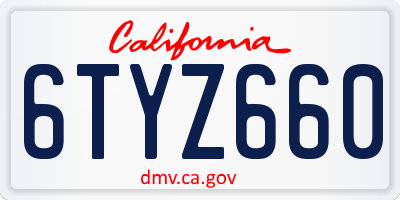CA license plate 6TYZ660
