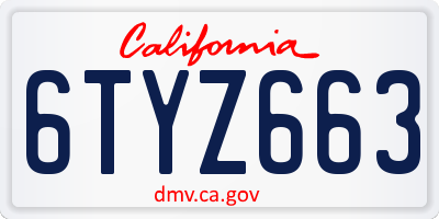 CA license plate 6TYZ663