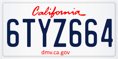 CA license plate 6TYZ664