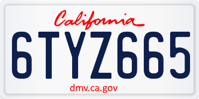CA license plate 6TYZ665