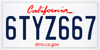 CA license plate 6TYZ667