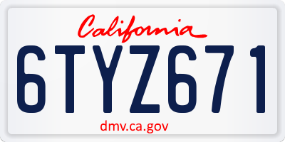 CA license plate 6TYZ671