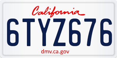 CA license plate 6TYZ676
