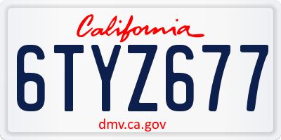 CA license plate 6TYZ677