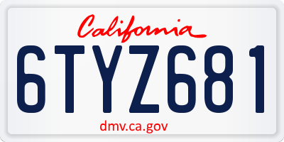 CA license plate 6TYZ681