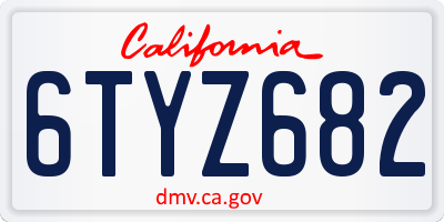 CA license plate 6TYZ682