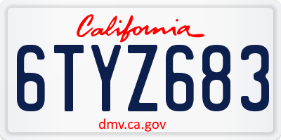CA license plate 6TYZ683