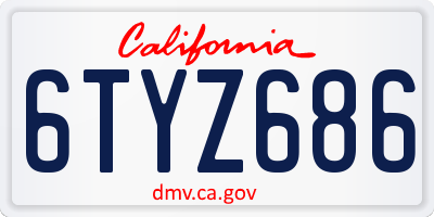 CA license plate 6TYZ686