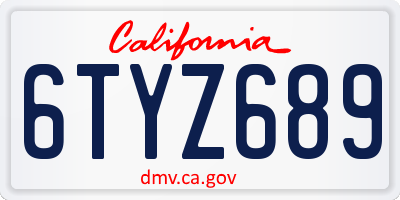 CA license plate 6TYZ689