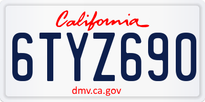 CA license plate 6TYZ690