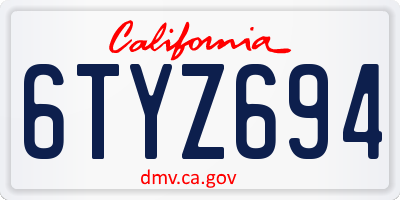 CA license plate 6TYZ694