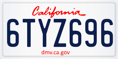 CA license plate 6TYZ696