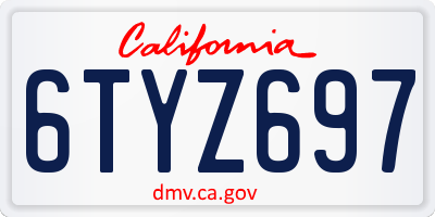 CA license plate 6TYZ697