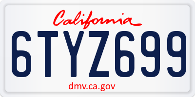 CA license plate 6TYZ699