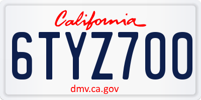 CA license plate 6TYZ700