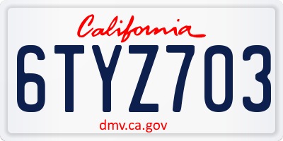 CA license plate 6TYZ703