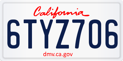 CA license plate 6TYZ706