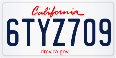 CA license plate 6TYZ709