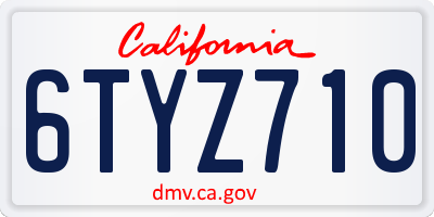 CA license plate 6TYZ710