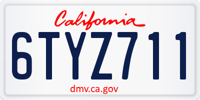 CA license plate 6TYZ711