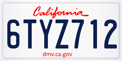 CA license plate 6TYZ712
