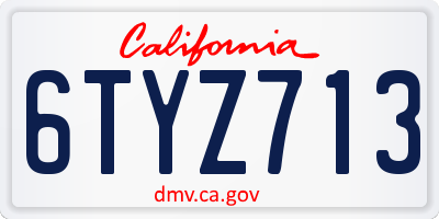 CA license plate 6TYZ713