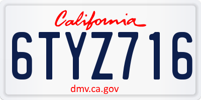 CA license plate 6TYZ716