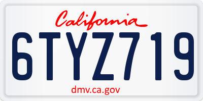 CA license plate 6TYZ719