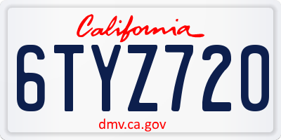 CA license plate 6TYZ720